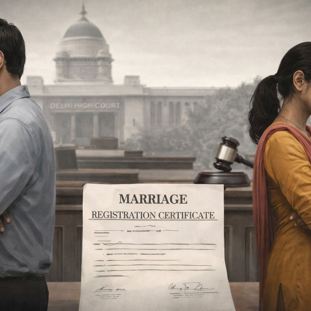 दिल्ली हाइकोर्ट बोला शादी बाद साथ नहीं रहे तो रजिस्ट्रेशन औपचारिकता:एक साल से पहले तलाक से इनकार करने के लिए इसका इस्तेमाल नहीं हो सकता