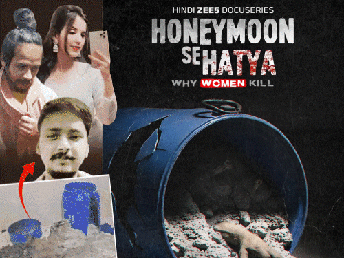 नीले ड्रम वाली मुस्कान पर आ रही वेब सीरीज:'हनीमून से हत्या' का पोस्टर जारी, ड्रम से लटकता हाथ दिखाया