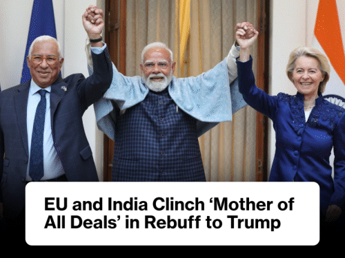 भारत eu ट्रेड डील पर वर्ल्ड मीडिया:ब्लूमबर्ग ने लिखा ट्रम्प को करारा जवाब; nyt बोला ऐसे समय डील, जब अमेरिका भरोसेमंद पार्टनर नहीं