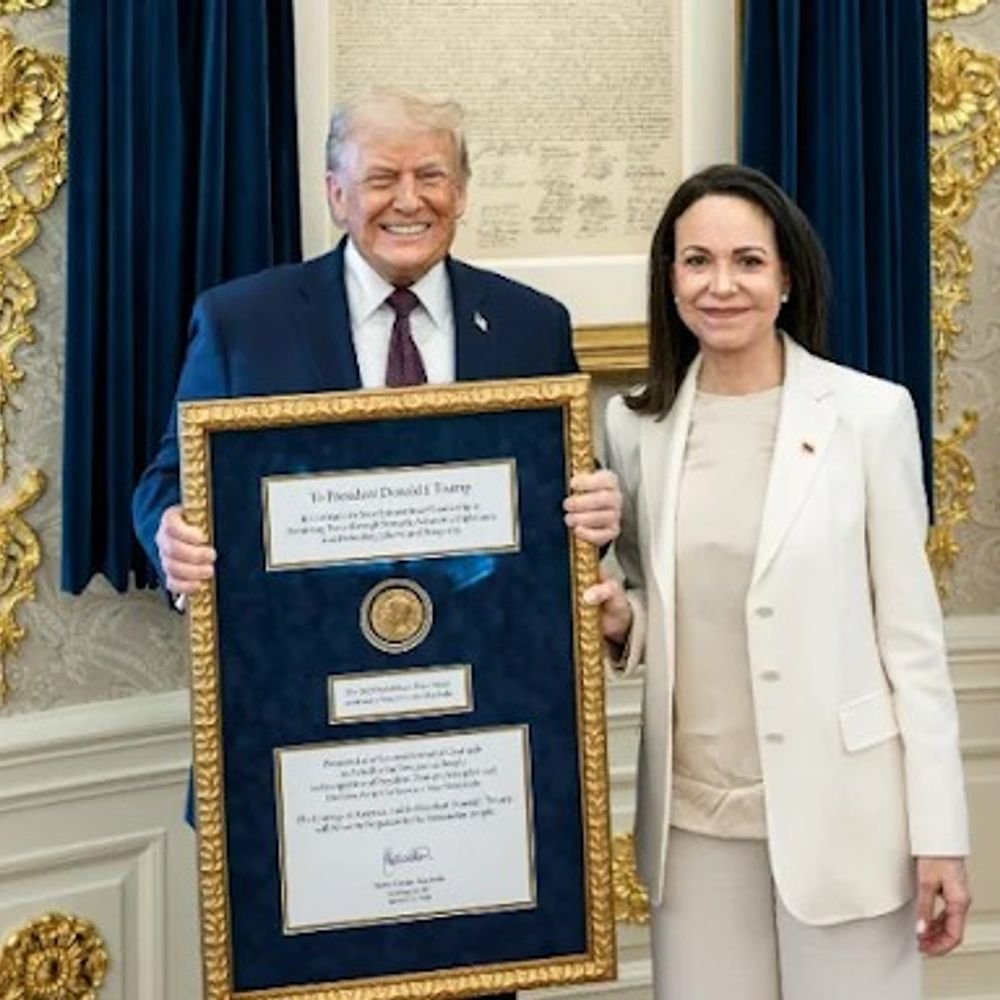 वेनेजुएलाई नेता ने अपना नोबेल पुरस्कार ट्रम्प को दिया:मचाडो के प्रेसिडेंट बनने की चर्चा थी, लेकिन ट्रम्प का समर्थन नहीं; अब बोलीं अमेरिकी राष्ट्रपति पर भरोसा