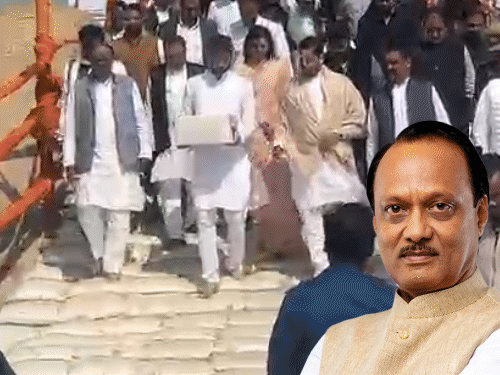 अजित पवार की अस्थियां लेकर बेटा नंगे पैर संगम पहुंचा:प्राइवेट जेट से परिवार प्रयागराज आया, भाजपा ncp नेता जुटे