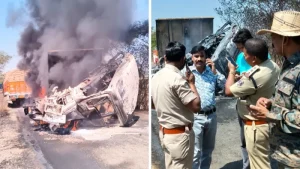 balrampur truck accident: दो ट्रकों की आमने सामने टक्कर; जिंदा जला ड्राइवर, दूसरा चालक गंभीर