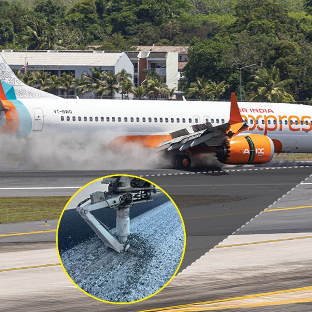 एअर इंडिया एक्सप्रेस फ्लाइट का लैंडिंग के दौरान पहिया निकला:नोज गियर टूटा; थाइलैंड में हार्ड लैंडिंग, 133 लोग सवार थे