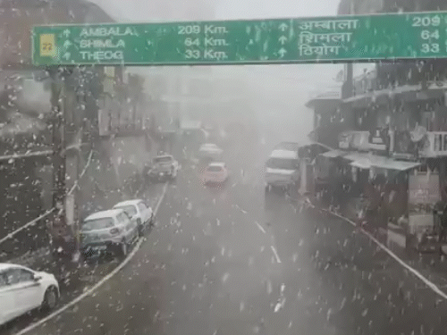 हिमाचल के ऊंचे पहाड़ों पर बर्फबारी:अन्य भागों में बारिश, सेब बगीचों को भारी नुकसान, तापमान में गिरावट से दिसंबर जनवरी जैसी ठंड लौटी