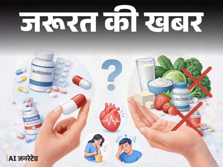 जरूरत की खबर किस दवा के साथ क्या न खाएं?:गलत फूड ड्रग कॉम्बिनेशन के हेल्थ रिस्क, दवा खाने से पहले डॉक्टर से पूछें, लेबल पढ़ें